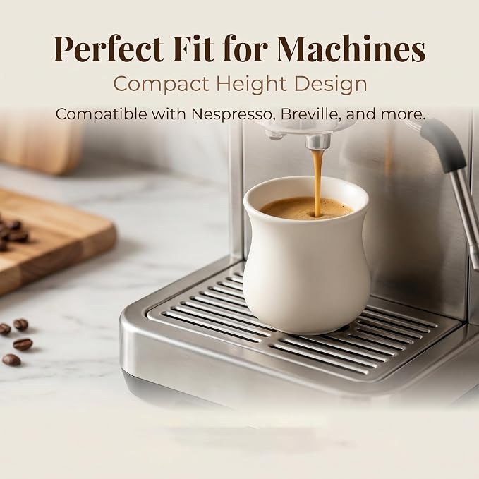 Kurguso® Porcelain Espresso Cups Set of 2, 5.5 oz mini Coffee Mugs, Espresso Accessories, White Demitasse Shot Cups for Espresso Machine Coffee Maker, Microwave Dishwasher Safe (Not Include Pitcher)