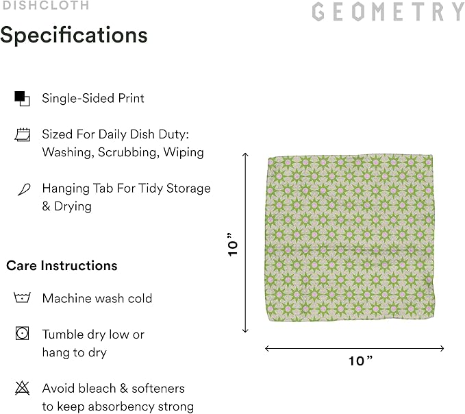 GEOMETRY Kitchen Dish Cloths - Spring & Summer Collection - Premium Dishcloths with Geoweave - Absorbent & Fast Drying Kitchen Towels - Paradise, 10" x 10" - 3-Pieces