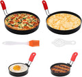 2 Pcs 6'' & 2 Pcs 3.5" Nonstick Stainless Steel Egg Rings with 1 Oil Brush & 1 Egg Separator, Round Crumpet Ring Mold for Muffins, Pancakes, Sandwiches Cooking