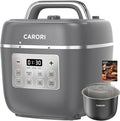 CARORI 3 Qt Electric Pressure Cooker, 8-in-1 Compact Multi-Cooker with Ceramic Nonstick Pot, 700W, Sauté, Slow Cook, Rice, Stew, Delay Start, Keep Warm, Gray