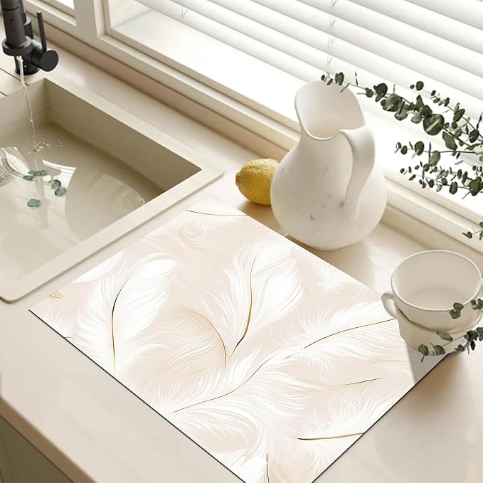HOMETITUTE White Feather Stove Top Cover 28x20 Diatomite Heat Resistant Mat