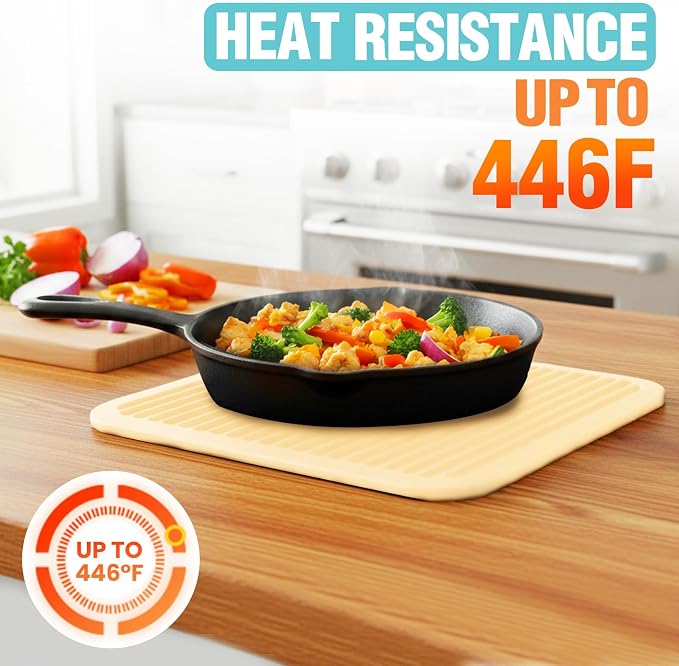 Silicone Trivets for Hot Pots and Pans - 2 Heat Resistant Pot Holders Silicone Trivet Mat Multipurpose Counter Pads (Beige)