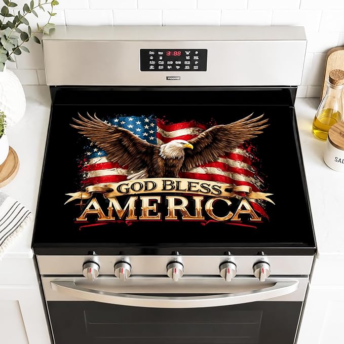 Patriotic Eagle Stove Top Cover 28.35x20.47 in Non Slip | Heat Resistant Cooktop Protector Mat with Non-Slip Backing, Scratch Protection and Countertop Drying Mat.
