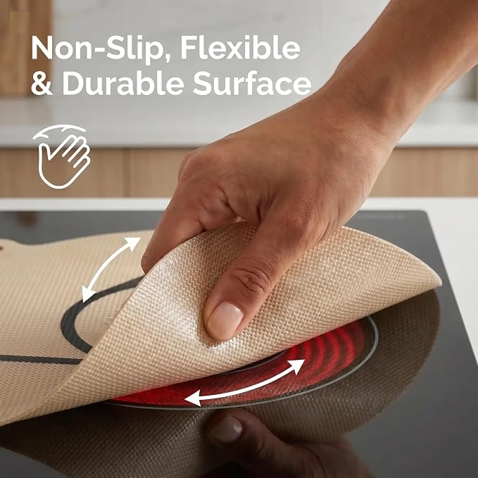 Induction Cooktop Mats - Silicone Stove Cover, Stove Mat 2 Pack 9.4”(24cm) | Scratch Protector for Magnetic Stove, Non-Slip Pads for Pots and Pans, Protects Induction Stove from Spills and Scratches