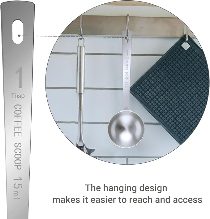 4Pcs 1 Tbsp 15ml Stainless Steel Long Handle Coffee Measuring Scoop | Stainless Steel, Precise 1 Tbsp Measure, Long Handle, For Ground Coffee Tea Spice Powder, Dishwasher Safe, Multi-Use Scoop