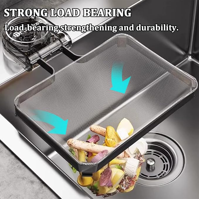 Kitchen Sink Strainer with 100 PCS Filter Mesh Bag, Food Waste Filter Basket, Suction Cup Folding Washing Vegetables and Fruits Drying Bag Holder(Grey)