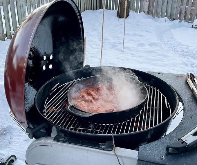 7425 Gourmet BBQ System Wok for Weber Gourmet BBQ System Cooking Grates, Cast Iron, Black, Heavy Duty, Compatible with Weber Spirit II 200/300, Genesis II E-310, Summit, and More