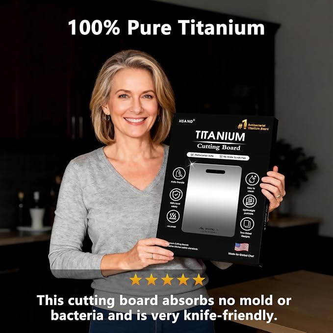 Titanium Cutting Board for Kitchen, 18"x12" | 100% Pure Titanium, Double Sided, Food Grade, Perfect for Sushi, Meat, Vegetables & Meal Prep, Easy To Clean