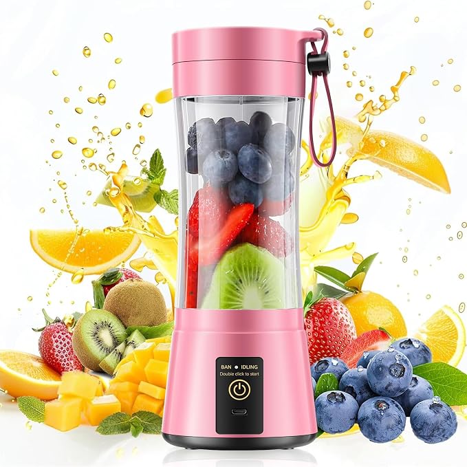 Personal Small Portable Mini Blender - 380ml Smoothie Blender | Portable Blender with Lightweight Juice Cup, Quick Blend, Easy Clean, BPA-Free, Ideal for Fresh Juice for Gym/Travel/Office