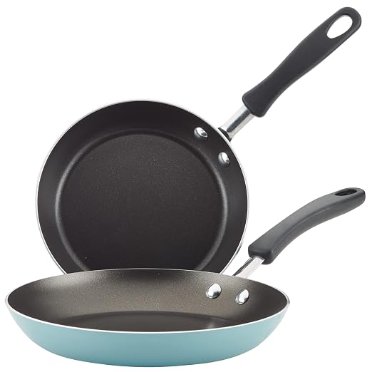 Farberware Cookstart DiamondMax Nonstick Frying Pans/Skillet Set, Dishwasher Safe, 8.25 Inch and 10 Inch, Aqua