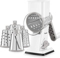 Geedel Upgraded Rotary Cheese Grater Hand Crank, Vegetable Shredder Slicer | 4 Blades, Stronger Suction Base, Wider Chute, 18x Faster Cutting, No BPA, Stainless Steel, for Cheese, Veggies, Nut