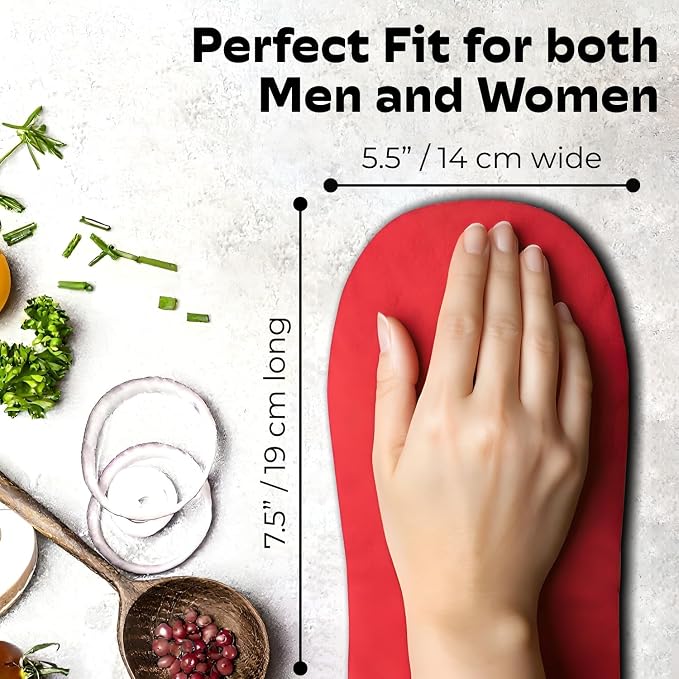 Silicone Mini Oven Mitts - Red Set of 2 - Heat Resistant to 536 F / 280 C Kitchen Gloves Professional Grade Pot Holders for Cooking Baking