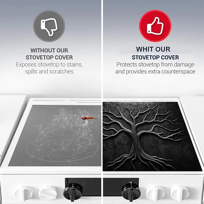 HOMETITUTE Stove Top Cover 28x20 Tree of Life Design Heat Resistant Mat