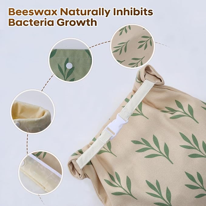 Reusable Beeswax Bread Bag for Homemade Bread & Sourdough Bread Storage – Waxed Bread Bags, Organic Beeswax Cotton Bag Preservation Storage to Keep Fresh – XL, L, M Set of 3