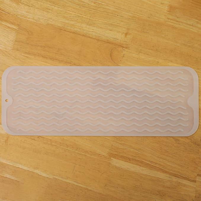 MicoYang Silicone Dish Drying Mat for Multiple Usage,Easy clean,Eco-friendly,Heat-resistant Silicone Mat for Kitchen Counter,Sink,Bar,Bottle,or Cup Translucent M 17 inches x 6 inches
