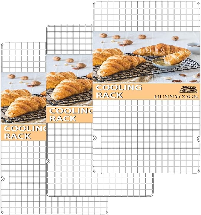 Hunnycook 15.8”×9.8” Cooling Rack - 3P Stainless Steel Baking Rack, Oven Safe Cooling Racks for Cooking and Baking, Silver Roasting Rack & Wire Rack & Cookie Cooling Rack for Roasting, Grilling