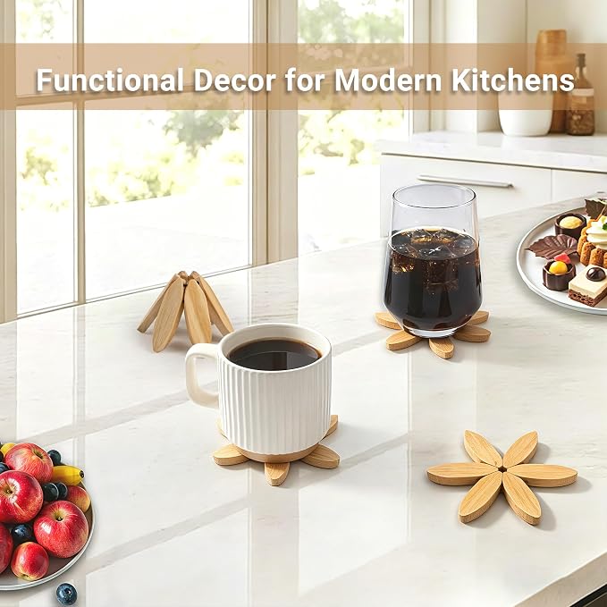 Yuoyar Wooden Tree-Shaped Coasters Set for Coffee Table, Kitchen