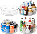 4 Pack 12" W Clear Acrylic Lazy Susan Turntable for Cabinet,Refrigerator,Pantry and Kitchen - with Handle - Large Fridge Sauce Condiment Turn Table Organizer,Spinning Round Spice Rack Carousel