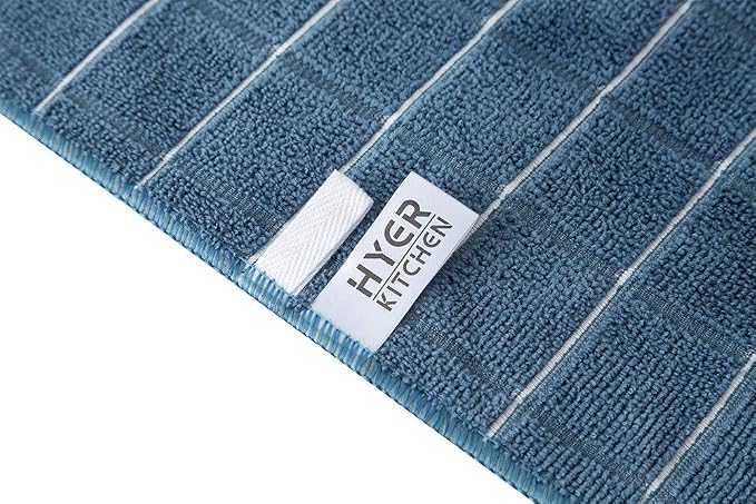 Microfiber Dish Towels - Soft, Super Absorbent and Lint Free Kitchen Towels - 8 Pack (Lattice Designed Blue Colors) - 26 x 18 Inch
