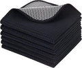 Dish Cloths for Washing Dishes with Scrub Side, Microfiber Dish Rags | Dual-sided microfiber dish cloths with scrubber for stuck-on food, quick dry kitchen washcloths 6 Pack, 12 Inch Black-B