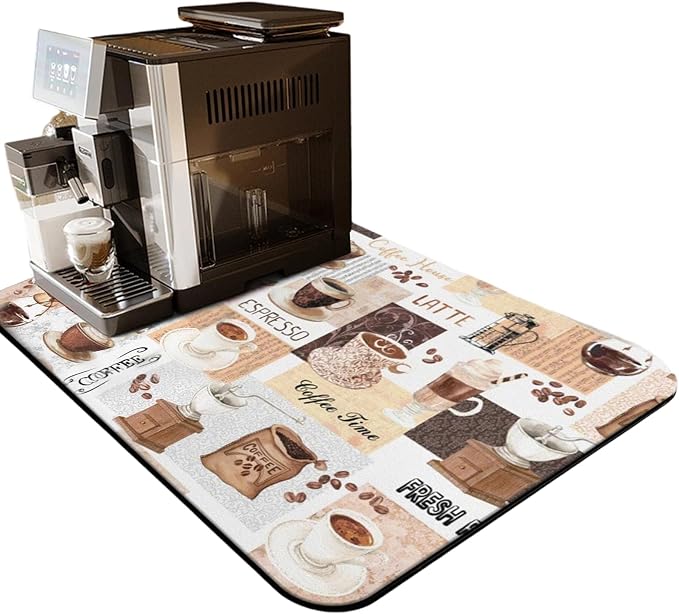 Coffee Mat,Coffee Bar Mats for Countertop Accessories,Silicone Mat | Dish Drying Mats for Kitchen Counter Waterproof(19''x12'')