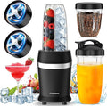 Colarlemo 1200W Smoothie Blender, Personal Kitchen Blender, Ice Crushing | 25000 RPM, Dishwasher Safe, 12Pcs, 6-Leaf Blade×2, 3 Cup Sizes, Smoothie Maker Grinder Frozen Drinks Nuts, Matte Black