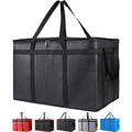 Bodaon 2-Pack Insulated Food Delivery Bag, XXXL Grocery Cooler Bag, Black | Catering Tote Insulation Bag for Hot and Cold Meal, Large Capacity Reusable Pizza Warmer Carrier for Picnic/Rideshare/Drivers