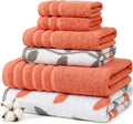 Modern Threads 6 Piece Bath Towel Set – Bathroom Set with 2 Bath Towels, 2 Hand Towels, and 2 Wash Cloths – 100% Cotton, Super Absorbent & Extra Soft – Reversible Natural Vine (Rust Orange)