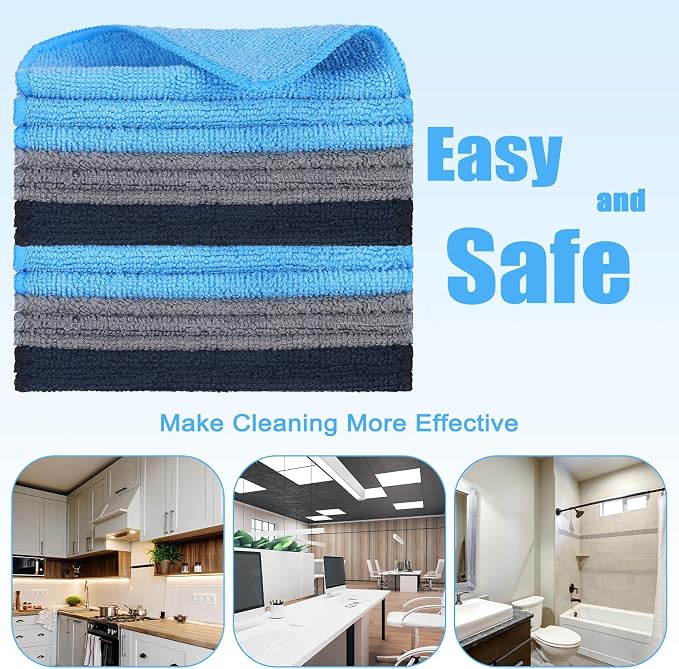 30 Pcs Dry Erase Cloth,6 X 6 Inch,Blue/Gray/Black | Cleaning Rags Reasonable Whiteboard Cloth Kitchen Towels Microfiber Towels Cars Wash