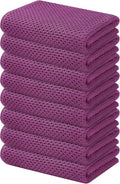 Kitinjoy 100% Cotton Waffle 8-Pack Kitchen Towels, 13" x 28", Violet | Super Soft, Ultra-Absorbent, Fast Drying, lightweight, Quick Drying Kitchen Hand Towels