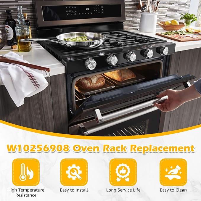 2PCS W10256908 Oven Rack Compatible with Whirlpool Range, 24 x 15-3/4 Inches, Replacement for W10138079, 3195710, W10179196