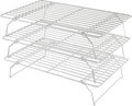 Cooling Racks for Cooking and Baking - 3 Tier Stackable Grid Wire Baking Rack for Oven Cooking, Baking, Grilling, Roasting - Dishwasher Safe Bacon Rack - Silver