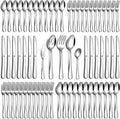 PHILIPALA 65 Piece Silverware Set with Serving Utensils, Stainless Steel Flatware Set for 12 Food Grade Novelty Flatware Cutlery Utensil Set Include Knife Fork Spoon Mirror Polished Dishwasher Safe