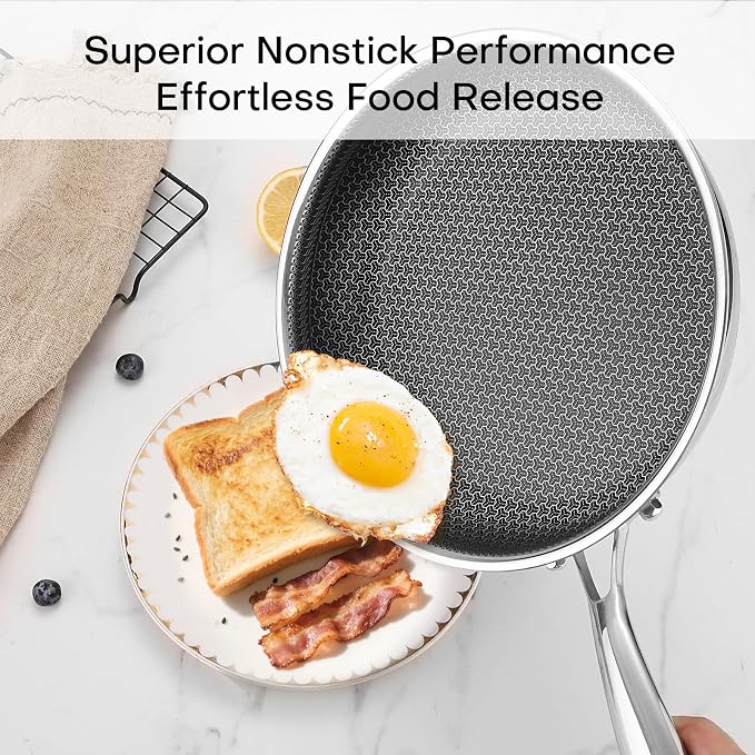 Lazycorner Pots and Pans Set Non Stick,Stainless Frying Pans Skillet with Lid Non toxic Healthy Kitchen Cookware Sets Induction Compatible