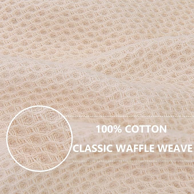 Homaxy 100% Cotton Waffle Weave Kitchen Dish Towels 6-Pack, Beige | 13 x 28 Inches, Ultra Soft Absorbent Dish Towels, Quick Drying Cleaning Towels