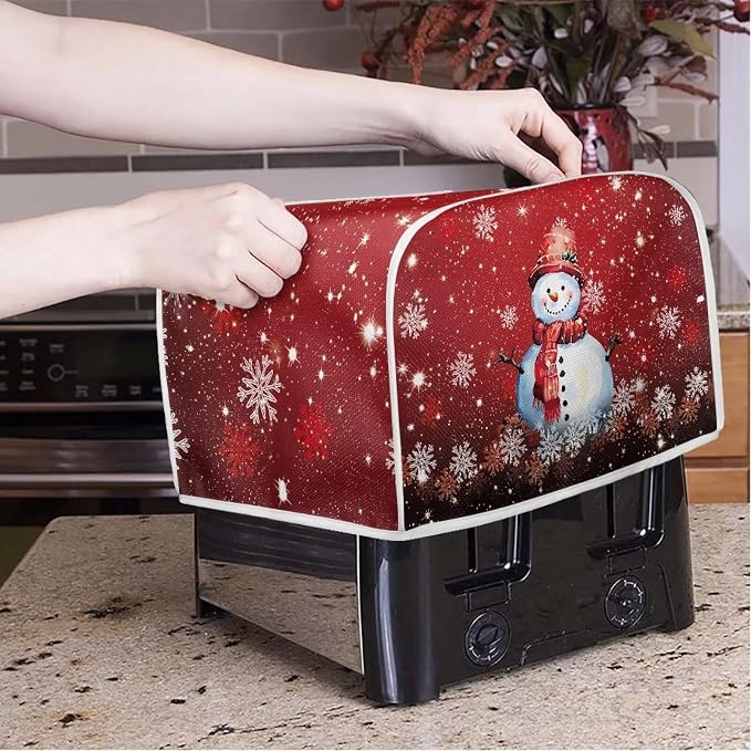 Christmas Snowman Print 2 Slice Toaster Cover Foldable Kitchen Small Appliance Cover Dust and Fingerprint Protection, Machine Washable Home Kitchen Decor Accessories for Xmas