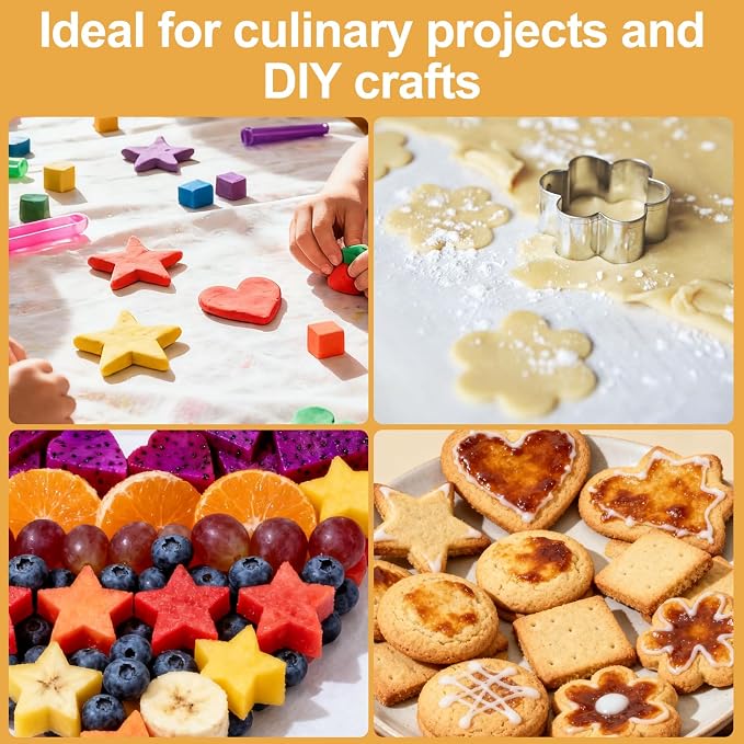 30PCS Mini Cookie Cutters Shapes Set with Box for Kids | Small Stainless Steel Star Triangle Cookie Cutter Variety Pack for Fruit, DIY Baking, Tiny Polymer Clay, Holidays & Daily Use