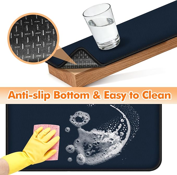 Non-slip Air Fryer Mats for Countertop, 2mm Thick, 14x12 in, Blue | 1022°F Fireproof mat, heat resistant mats for countertop, non-slip silicone bottom, air fryer accessories for ninja, cosori