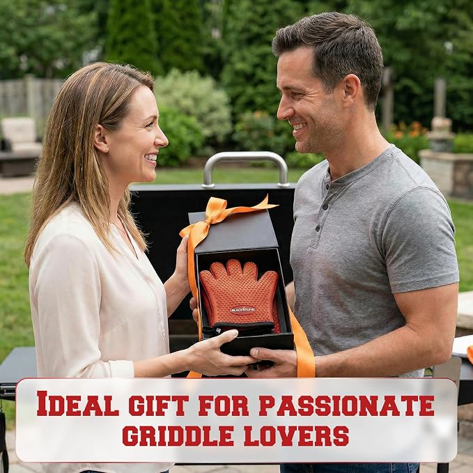 KITCHEN PERFECTION Silicone Griddle Grill Gloves Heat Resistant Oven Mitts | Waterproof, 5-Finger Design For A Better Grip, Best Griddle Grilling Accessories, Compatible with Blackstone, Weber & More