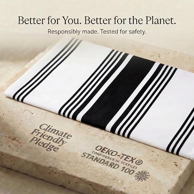 Urban Villa Kitchen Towels Cotton Dish Towels 20”x30” (Set of 6) Black