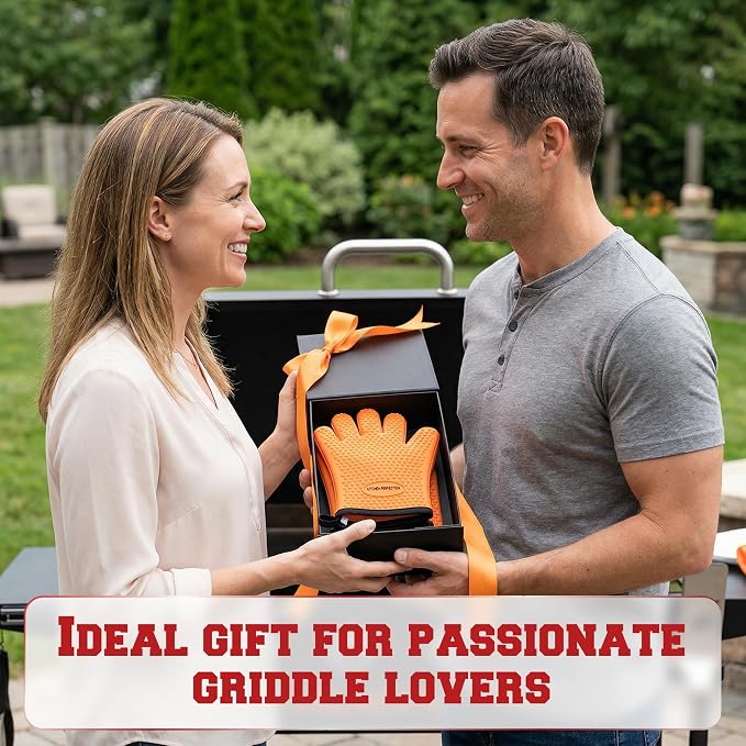 KITCHEN PERFECTION XL Silicone Griddle Gloves - Heat Resistant Oven Mitts | Waterproof, 5-Finger Design For A Better Grip, Best Griddle Grilling Accessories, Compatible with Blackstone, Weber & More