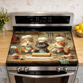 Cute Cat Chef Stove Top Cover Glass Cooktop Heat Resistant Cover,Ceramic Stove Top Covers Mat Prevents Scratching Stoves/Counter/Washer Protector,28.5x20.5 in