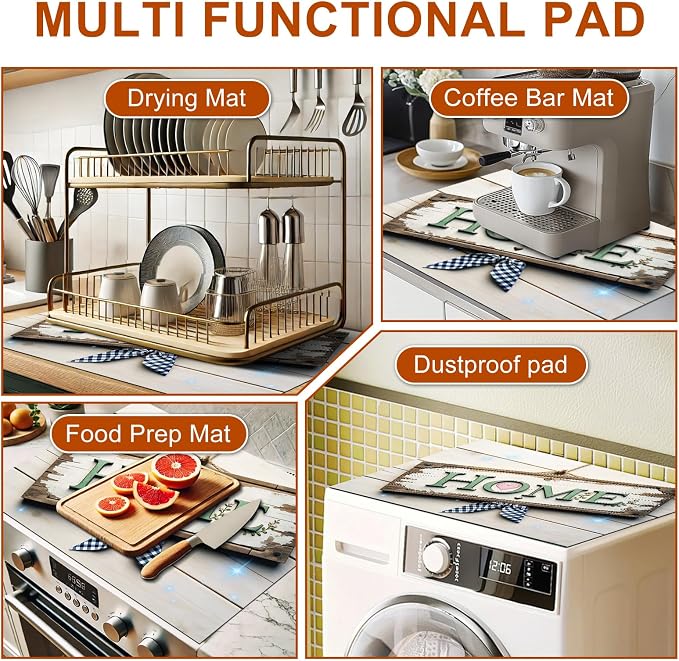 HOMETITUTE Spring Stove Top Covers for Electric Stove 28x20 Inches Rustic HOME Sign Heat Resistant Glass Cooktop Protector Pad Decorative Stovetop Cover for Kitchen Coffee Bar Decor