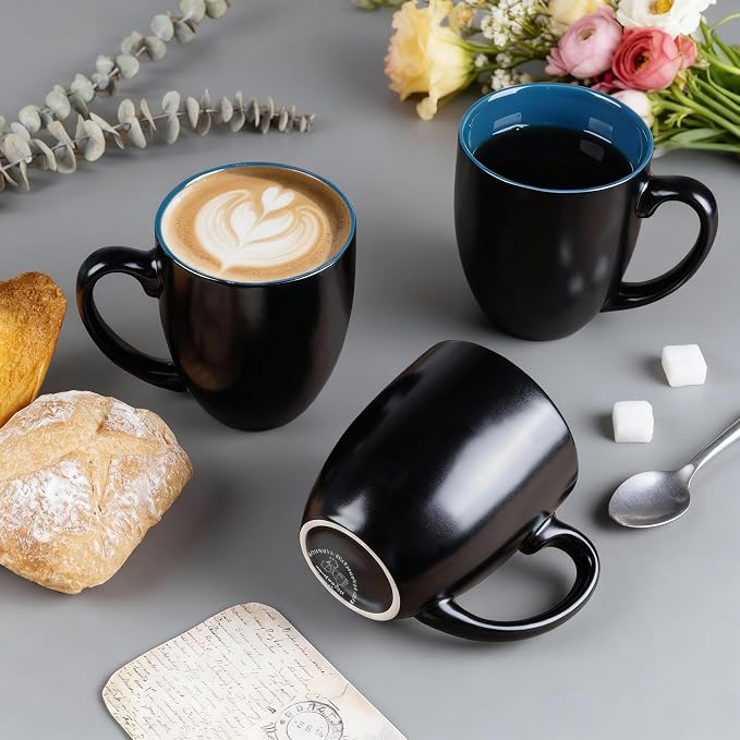 GBhome 12 oz Coffee Mugs Set of 6, Ceramic Coffee Cups- Blue