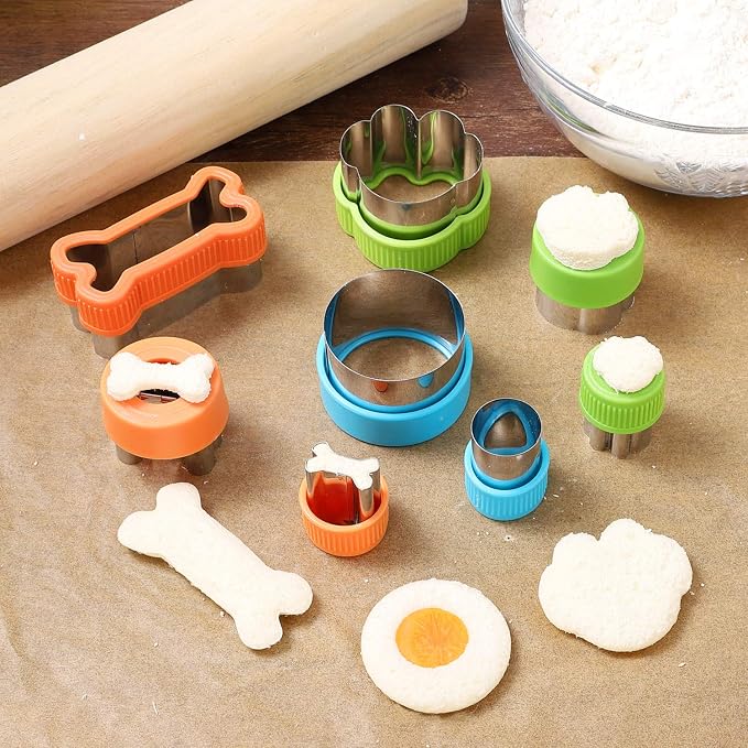 CECEAOAIME 11 Pcs Dog Bone Cookie Cutter Set Round Biscuit Cutters