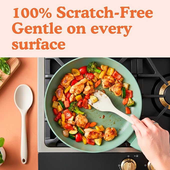 NonToxic Platinum Silicone Utensils, 100% Plastic-Free, 8-Pcs, Gray | LFGB-certified platinum silicone. Solid steel core, no hidden plastics. 500°F heat resistant. Non-scratch. Dishwasher safe