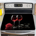 NYZE Stove Top Cover for Electric/Glass Stove, Red Wine Glasses & Rose Flat Top Cooktop Protector, Electric Cooktop Cover, Extra Counter Space for Kitchen