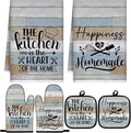 Sratte 6 Pcs Kitchen Decor Accessories Set, Kitchen, Brown Green | Farmhouse Kitchen Towels Pot Holders Oven Mitts Set 2 Dish Towels 2 Potholders 2 Cooking Mittens for Baking Cooking Supply