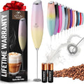 Zulay Powerful Milk Frother for Coffee with Upgraded Titanium Motor - Handheld Electric Whisk, Milk Foamer, Mini Mixer & Coffee Blender for Frappe, Latte, Matcha, No Stand - Ember Sunrise