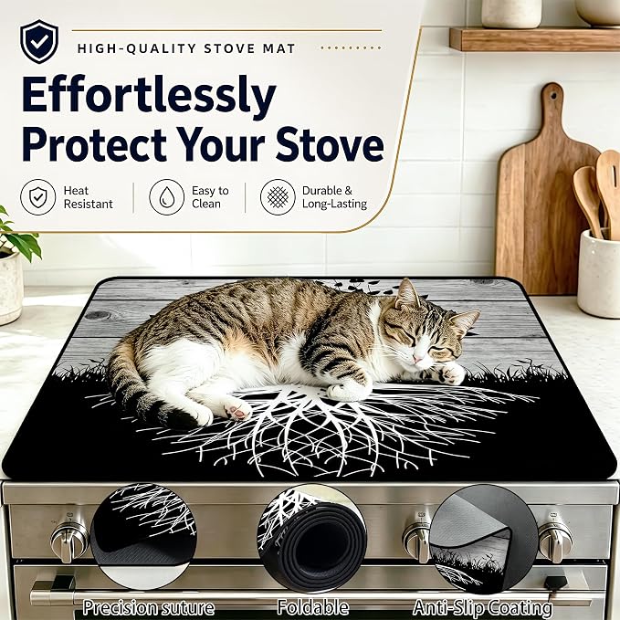 Stove Top Covers with A Non-slip Rubber Coating | protect Your Stove from Scratches, Extend Countertop Space, and Add A Classic Kitchen Touch